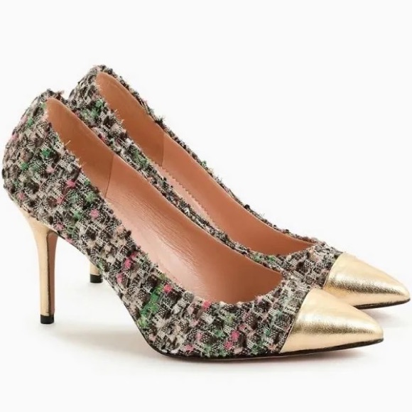 Nwt *J. Crew* Tweed *Elsie* Metallic Toe Pumps Size: 8.5